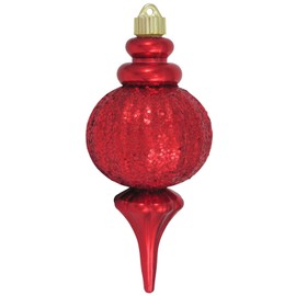 Christmas by Krebs Giant Commercial Shatterproof UV Resistant Plastic Glitz Glitter Decorated Christmas Ball Ornament, 8 2/3" (220mm), Sonic Red, 12 Pieces