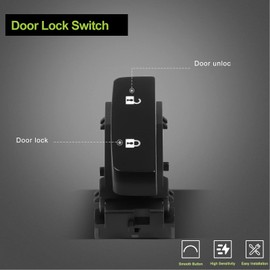 Door Lock Switch Driver Side Fits for 2008-2013 for Silverado 1500 with Power Windows (Without Power Folding Mirrors) 2007 for Silverado 1500 New Body Style,Front Left, OE 15804093