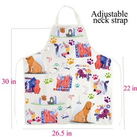 BNQL Dog Grooming Apron With Pockets Cute Dog Apron Dog Lover Gifts Puppy Dog Apron Dog Trainer Groomer Gift Dog Kitchen Apron (Dog Grooming Apron)