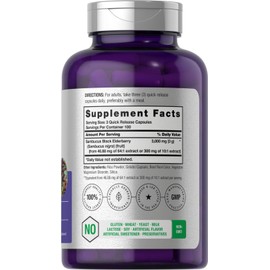 Black Elderberry | 3000mg Capsules | 300 Count | Non-GMO, Gluten Free | Sambucus Supplement | by Horbaach