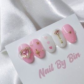 [Handmade Nail Tips] Love Love Pop Nails  - Coffin Egg / [수제네일팁] 러브러브팝 네일  - 코핀에그