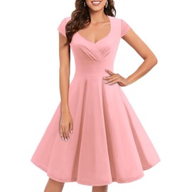 Bbonlinedress Womens Pink 1950s Valentines Cocktail Dress 50s 60s Vintage Bridesmaid Retro Wedding Party Dress Blush XL