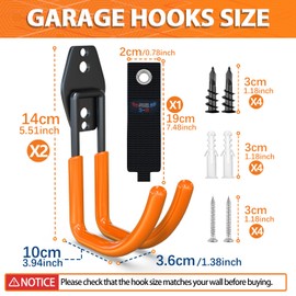 3-H Garden Hose Holder Wall Mount 2 Pack,Solid Steel Hose Hanger,Water Hose Holders for Outside,Perfect for Hanging Outdoor Air Hose,Ropes,Pipes,Garden Tools,Ladders,Bikes,Bulk Items(Orange)