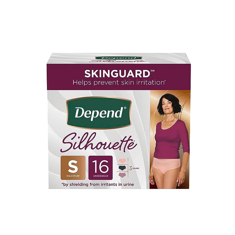 Depend Silhouette Adult Incontinence and Postpartum Underwear for Women, Small,
