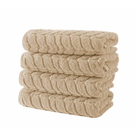 BAGNO MILANO Turkish Cotton Ultra-Soft Plush Absorbent Quick Dry Bathroom Towel Set, Made in Turkey (Sand Beige, 4 Pcs Hand Towel Set)