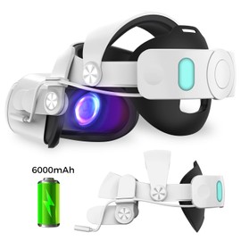 Head Strap for Oculus Quest 2 with 6000mAh Battery, Extended 7 Hrs of Playtime, Fast Charging VR Power, Adjustable Elite Strap, Lightweight & Comfortable，Safety Protection