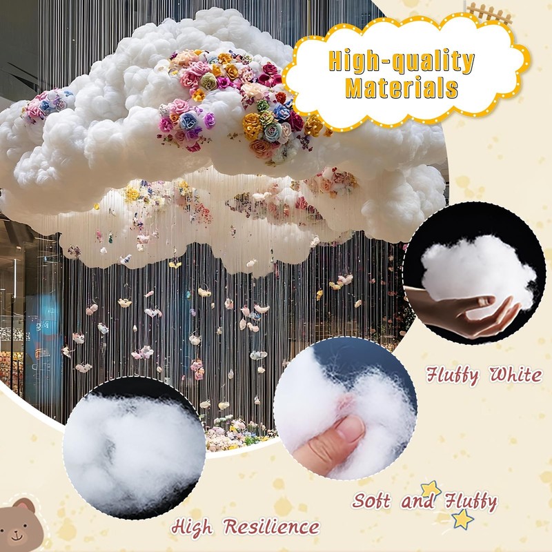 Polyester Fiber Fill, Premium Pillow Stuffing, 2 lb / 906g