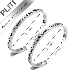 PLITI Funny Short Tall BFF Matching Gifts Best Friends Bracelet Set of 2 BFF Gift Every Short Girl Needs a Tall Best Friend BFF Friends Jewelry Set Friendship Gift Bestie Gifts (short tall BFF CBCA)