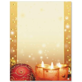 Paperdirect Golden Glow Gold Foil Christmas Winter Holiday Theme Stationery, Border Paper Letterhead 8.5 x 11, 25 sheets, Elegant Premium Writing Paper, Decorative Printer Paper