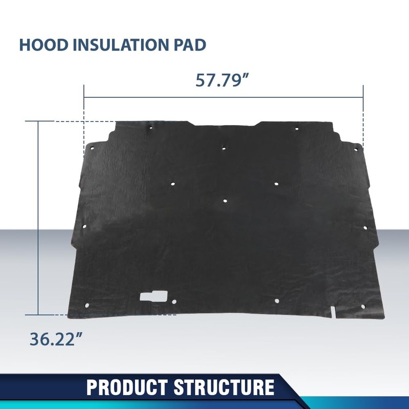 PIT66 Hood Insulation Pad 1/2" with Clips Compatible with Chevy