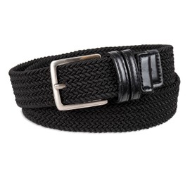 Dockers Men's 1 3/8 in. Stretch Fabric Braided Belt, Black, Large (38-40)
