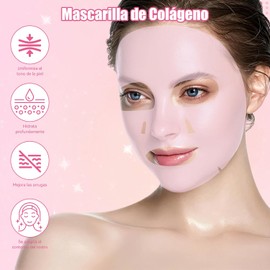 4PCS Bio Mascarilla Colageno, Antifaz de Gel para Cara, Mascarilla de colágeno Fan, Hydrogel Mask Sheet, Pore Tightening, Hydrating, Reutilizable, Mejorar la Elasticidad de La Piel