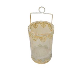 Gold Hurricane Candle Holder Crackled Finish Hanging Evening Decorations Gift by MystiqueDecors