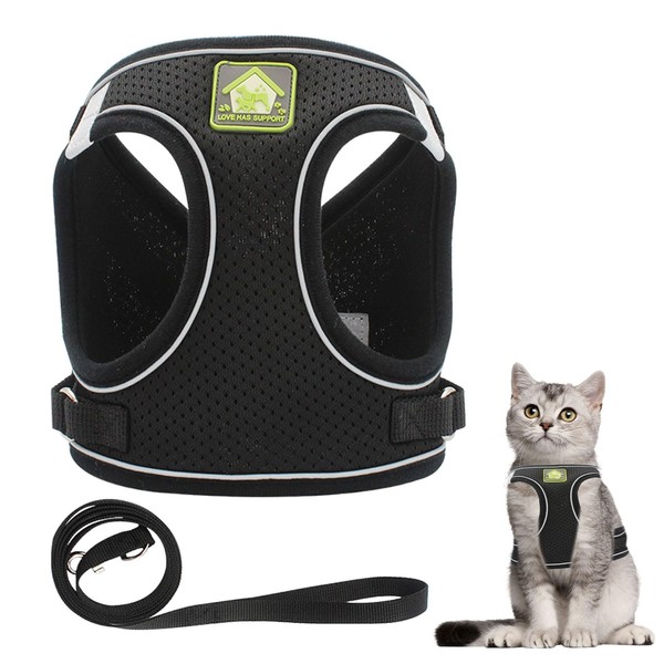 Cat Harness and Lead Set,2PCS Adjustable Cat Leash and Harness