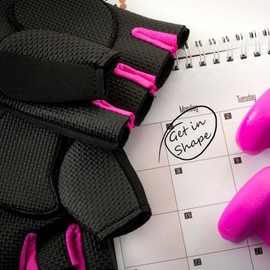 LUXTRI Fitness Handschuhe Gr. S-M Pink, belüftete Trainingshandschuhe aus Neopren, für besseren Halt, Sport Handschuhe für Workout und Krafttraining