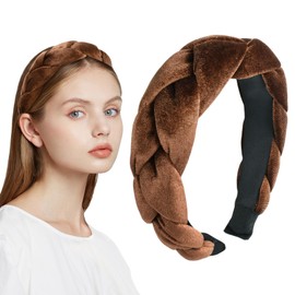 Samt Haarreifen, Geflochtene Stirnbänder, Haarreifen Damen, Vintage Gepolsterte Haarreife, Samt Geflochtenes Stirnband, für Damen und Mädchen (C, 3)