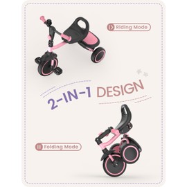 besrey Toddler Tricycle with Bell, Kids Tricycle Age 18 Months to 5 Years, Kids Trike, Toddler Bike for 2-4 Year Olds, Baby Bike, Gifts & Toys for Boys & Girls, Pink
