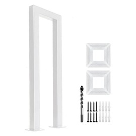 JuneFanwei 2FT White Sturdy Non-Slip U-Shaped Safety Guardrail, Equipped with Decorative Cover, Retro Industrial Iron Handrail, Stylish & Safe Grab Bars, for Indoor and Outdoor Steps