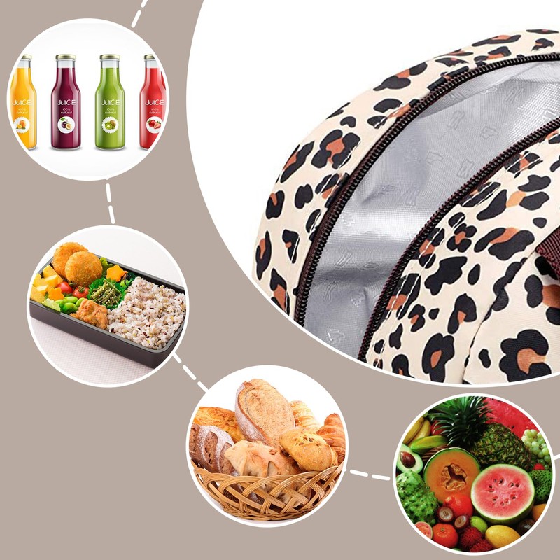 MEMOFYND 1-Piece Lunch Bag with Leopard Print and 1 Cutlery