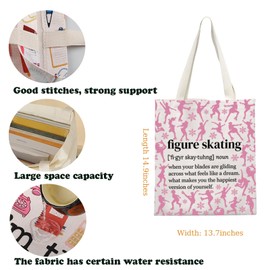 Figure Skating Lovers Tote Bag Figure Skater Canvas Bag Skating Coach Gift Skate Mom Gift Skate Jumps Salchow Axel Loop Gift (Figure Skating Tote)