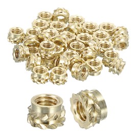 Sourcing Map Knurled Insert Nuts - 50pcs M3 x 3mm L x 5mm OD Brass Female Threaded Inserts for 3D Printing