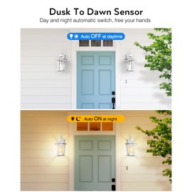 VIANIS Outdoor Porch Lights - Dusk to Dawn Exterior Wall Lights, 100% Anti-Rust Aluminum Waterproof, White Sconce Lanterns for Garage