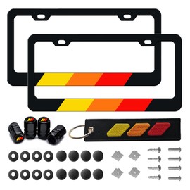 omlkibo Tri-Color 3 Color Aluminum License Plate Frame Cover Holder Compatible with Toyota Vehicle Truck Trailer SUV. (Yellow Red-03)