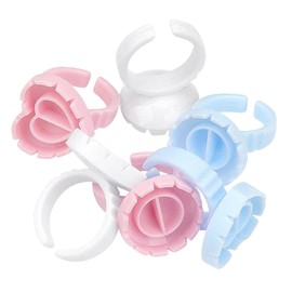 Anillo Para Pegamento Pestañas Soporte Ajustable Set (100pz)- Soporte de Pegamento para Pestañas Desechable, Anillo para Copa, Extensiones de Pestañas (Mod 5)