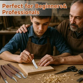 AIZMOZIA Wood Carving Kit, 17Pcs Wood Carving Tools, Professional Whittling Knife Set, Wooden Hand Knives with Sheath & Deluxe Leather Roll Bag for Beginners Adults & Starter Woodworking