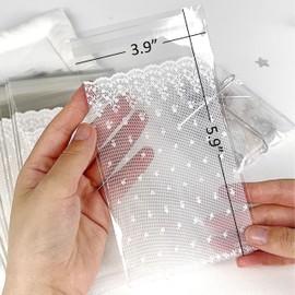 100 Pcs Lace Cellophane Bags, 5.9x3.9in White Self Sealing Cello Bag Clear Cookie Resealable Adhesive OPP Bag Cellophane Treat Bags Plastic Gift Bags For Candy Jewelry Bracelet Gifts Decorative Favor