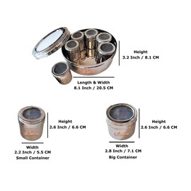 Stainless Steel Transparent Spice Box, 8 Spice Container with Glass Lid, 7 Small Container and 1 Big Container with 2 Spoons