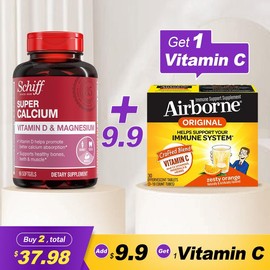 Schiff Super Calcium 800mg Plus Magnesium with Vitamin D3, 90 softgels - Calcium Supplement (Pack of 2) Healthcare Dietary Fitness Edible:_Schiff Calcium + Vitamin C Bundle