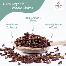 Premium Organic Whole Cloves 5.3 oz (150 grams), Grade Hand Picked, Sourced from a USDA Certified Organic Farm in Sri Lanka