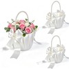 Flower Girl Basket Set of 3, with Pearl Handle &