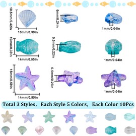 SUNNYCLUE 150pcs 15 kinds marine glass beads summer animal beads fish beads electroplated fish beads glass beads marine spacer beads mini sea life beads marine life beads marine life pendant animal
