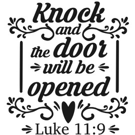Infusion Knock and The Door Will be Opened, Bible Quote Rubber Stamp, 3 X 3'' Wood Stamp