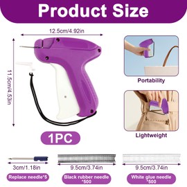 Mini Quick Clothing Fixer, Portable Sewing Machine Tagging for Clothes, Handheld Tacking Tool Include 1000pcs Glue Needle, for Fine Stitching, Tagging, Clothes, Quilt Fixing