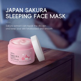 New Cover Sleeping Mask Hydrating Gel Mask 2 Packs JAPAN SAKURA Overnight Firming Jelly Face Mask - Deep Moisture & Repair, Non-Sticky, Elastic Skin (25g×2pcs)