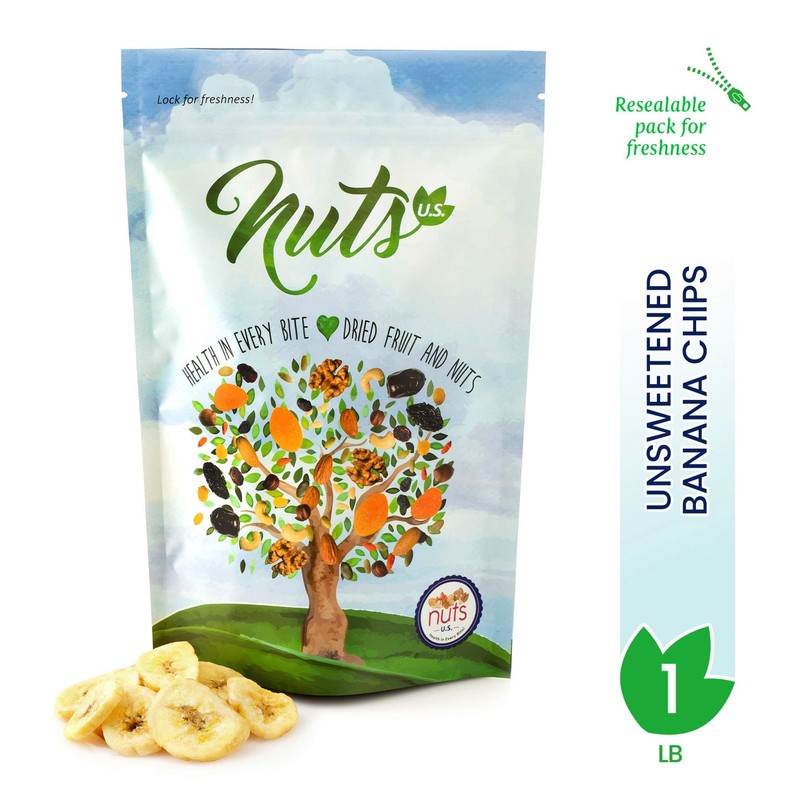 NUTS U.S. - Unsweetened Banana Chips, No Sulphure Added &