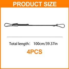Alrens 4pcs Bungee Cords with Carabiner Clips 100CM/40Inch Short Bungee Cords with Hooks 1m Bungee Straps 18 to 120 cm Adjustable, bungee Clips for Camping, Car Motorcycle Bike Luggage Securing
