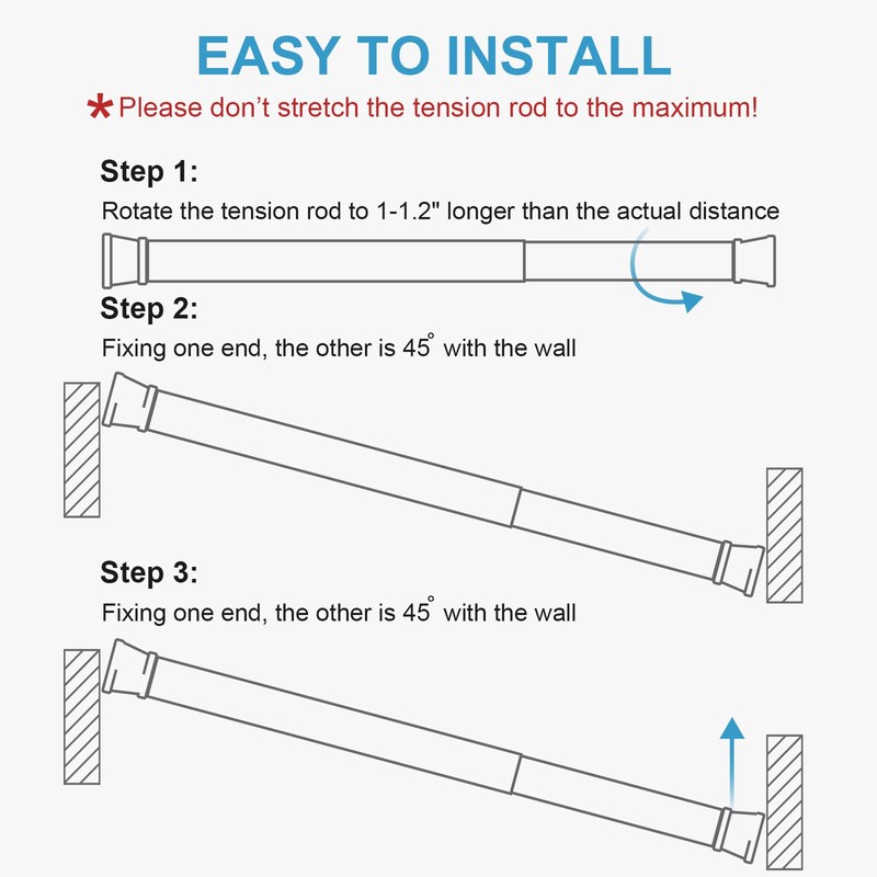 Spring Tension Rod, Goowin Small Tension Rod, 5/8" Diameter No