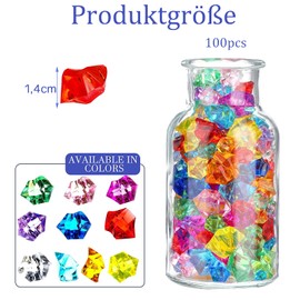 VIEVRE Gemstones for Children, Pack of 100 Diamonds Children, Diamond Decoration, Glass Stones Decoration, Decorative Diamonds, Diamonds, Gemstones, Colourful Acrylic Crystal Stones for Weddings,
