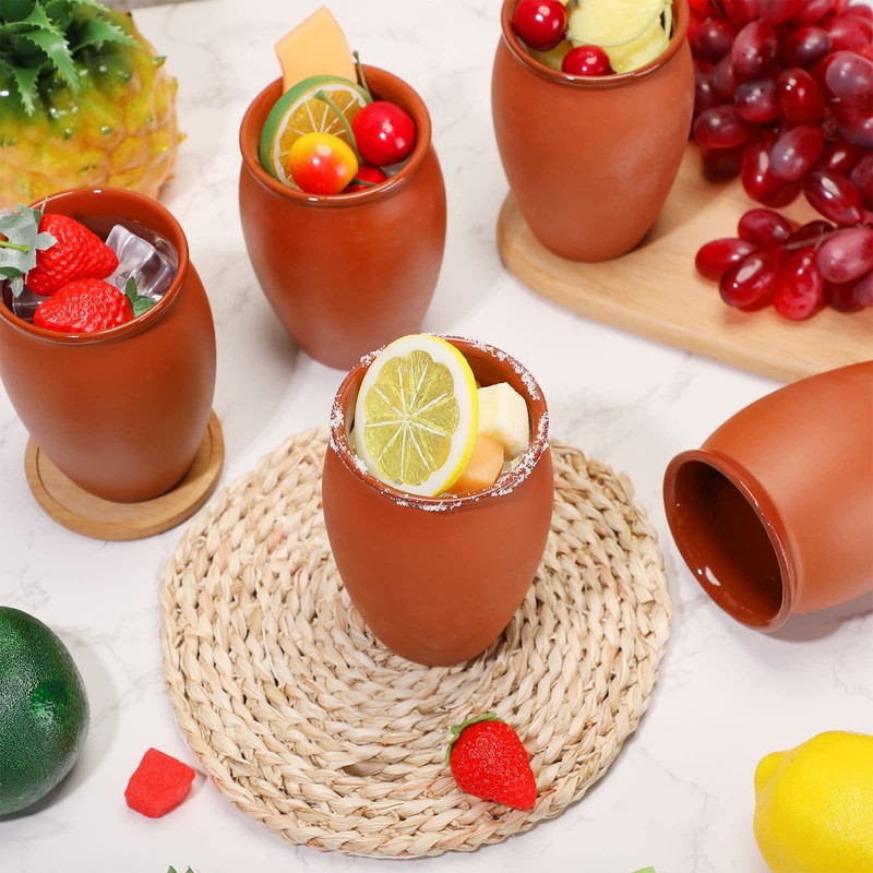 Gejoy 18 Pcs 12 oz Cantaritos De Barro Mexicanos Mini