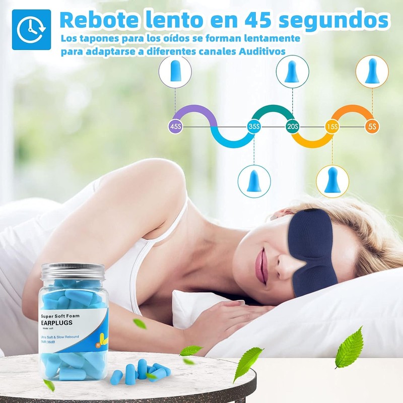 Tapones de Oídos para Dormir, 31 Pares, con Antifaz para