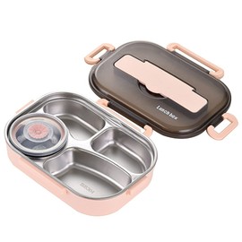 Aseech Bento Box with Lunch Jar, Chopsticks and Spoon Included, Stainless Steel Inner Pot, Polypropylene Body, Leak Proof, Stylish, Unisex, For Company, School, Camping, Hiking, Home & Going Out