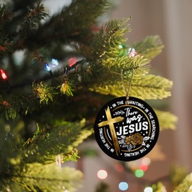 ignytiger Christian Christmas Ornaments, There was Jesus Scripture Ceramic Christmas Xmas Ornament Keepsake Decorations, Inspirational Christian Gifts for Women Teen Girls