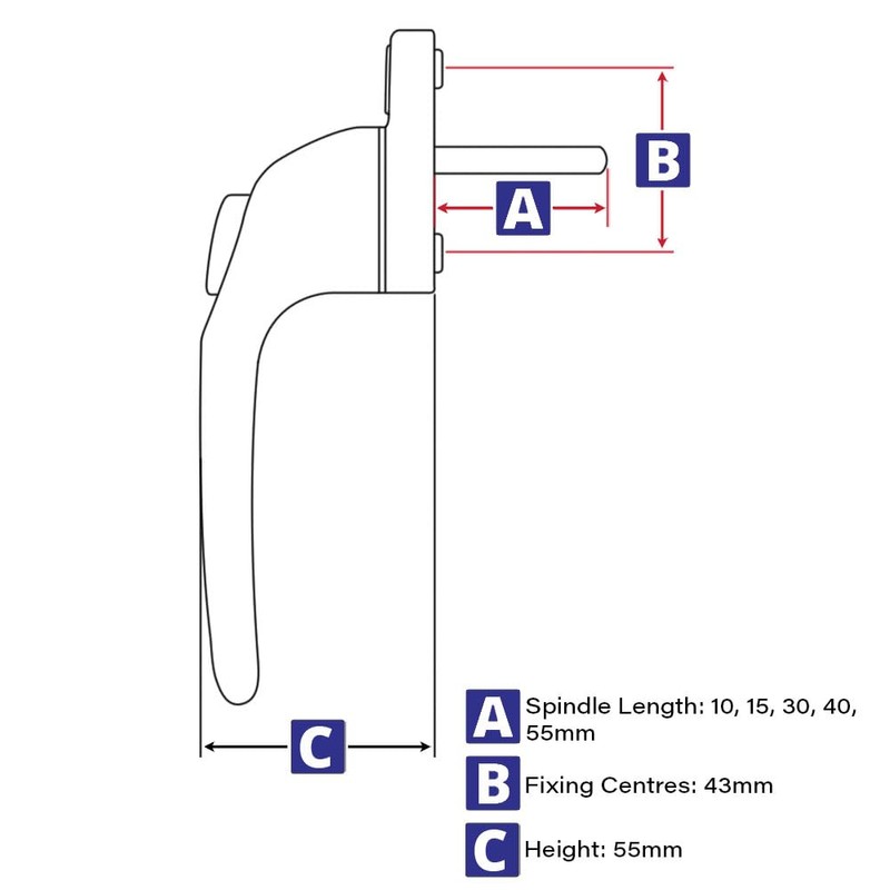 SHIELD HARDWARE Universal uPVC Window Handle Multi Spindle White
