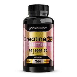 Gains Nutrition GN Creatine Pro 5000mg Gummies | 90 Chewable Creatine Monohydrate Gummies for Men & Women | Strawberry & Banana Flavour, Non-GMO & Suitable for Vegans & Vegetarians