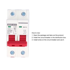 DEWIN DC Circuit Breaker 2P Low Voltage 6000A Switching Capacity DIN Rail Mount 16A 1000V for Photovoltaic Solar Electric Motorcycle Electric Car