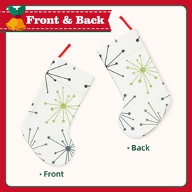 YETTA YANG Mid Century Modern 50s 60s White Pot Dot 18 Inches Christmas Stocking Large Stocking Bags Hanging Socks for Christmas Decor Decorations